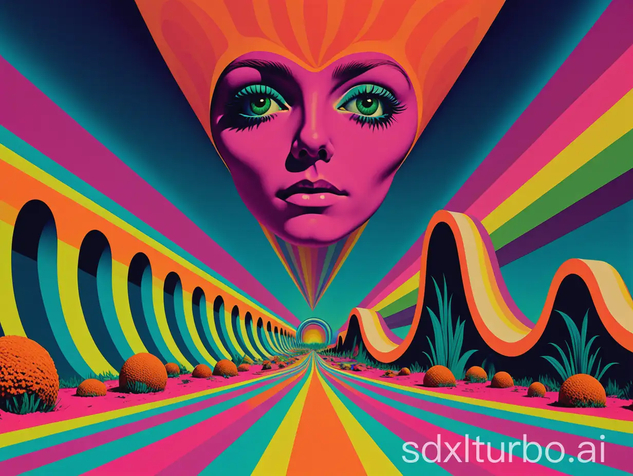 psychedelic wallpaper for desktop, inspired by Hipgnosis studio, 1970s style