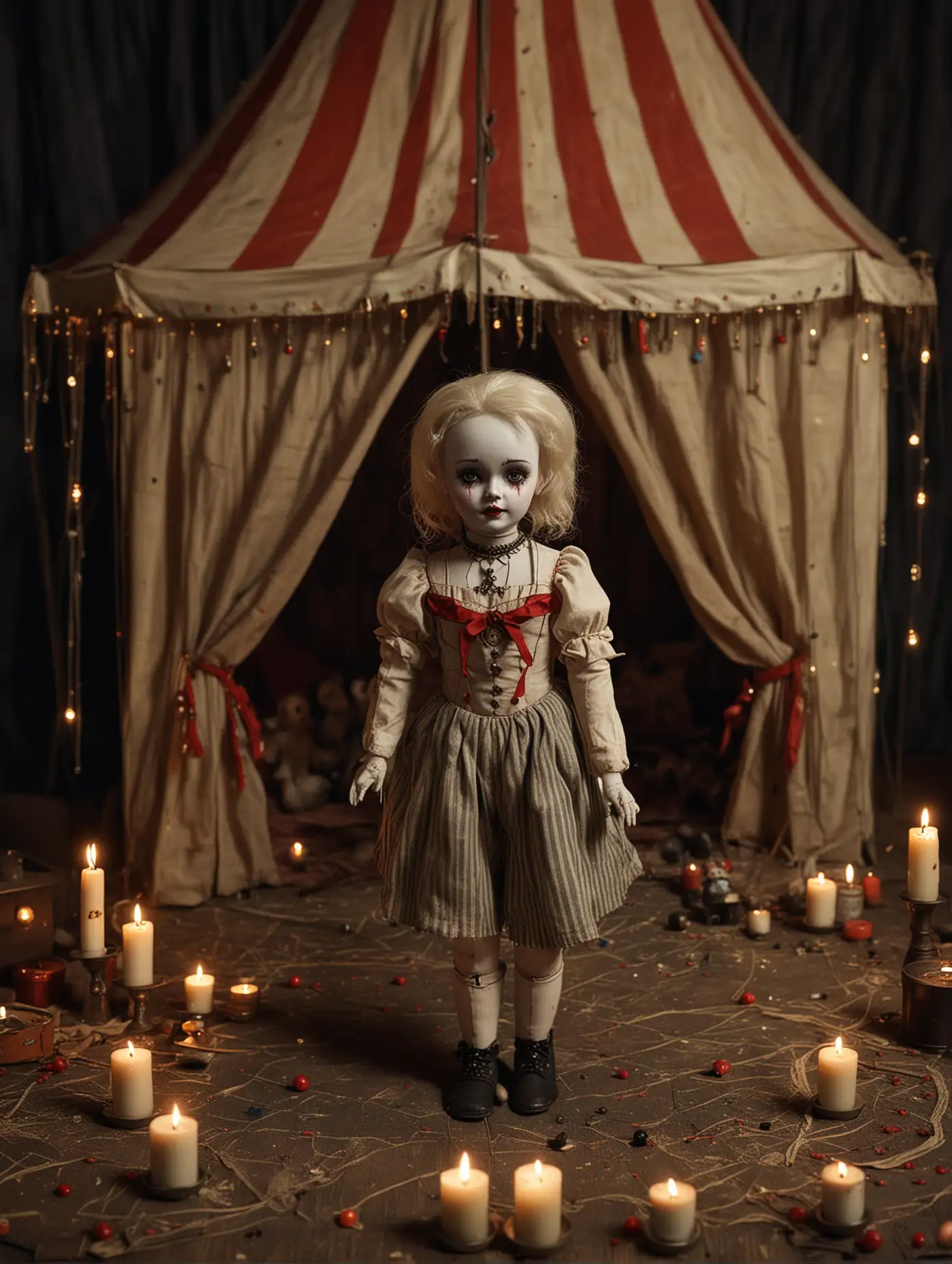 Mysterious-Girl-in-Vintage-Dark-Circus-Tent-with-Candles