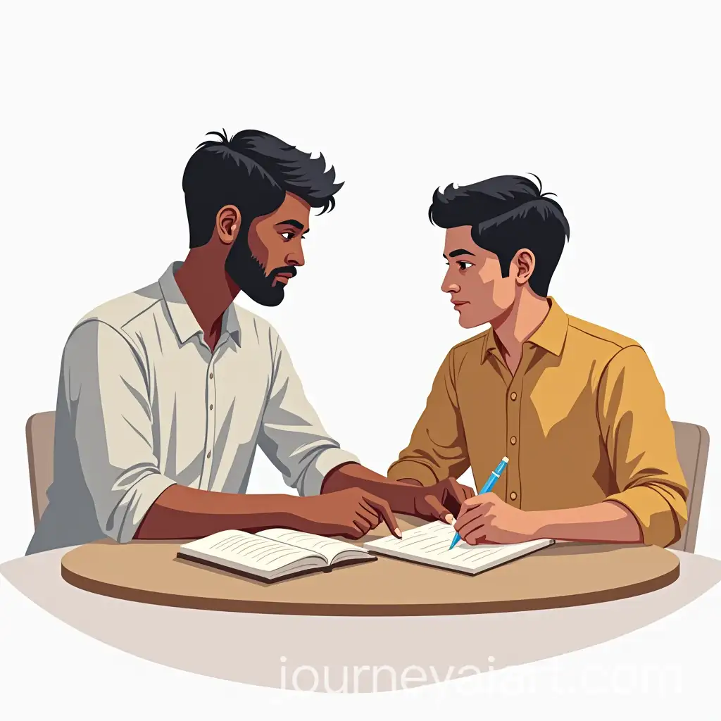 Bangladeshi-Teacher-Helping-Male-Student-with-Studies-at-Round-Table