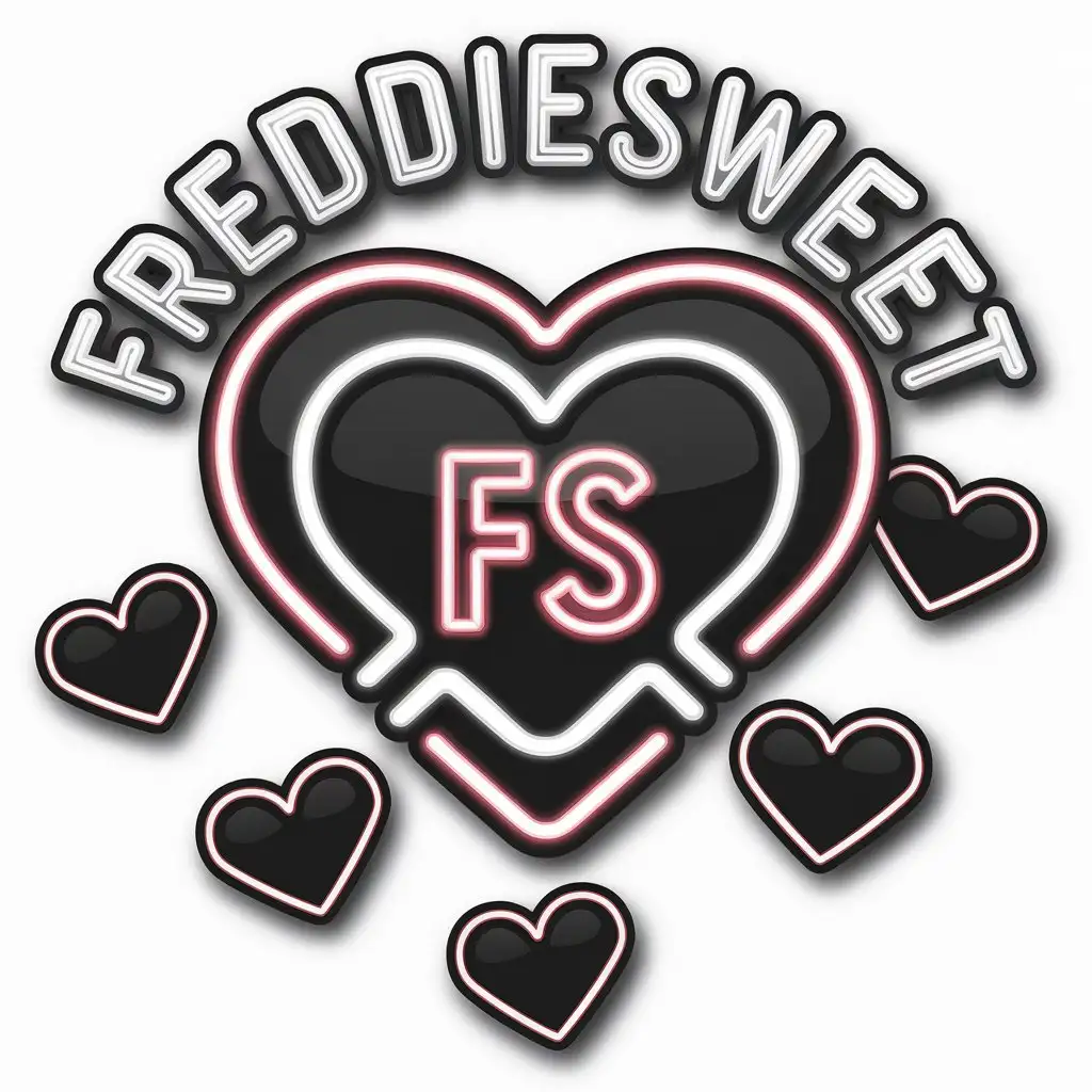 LOGO Design for FreddieSweet Neon Black Red with Complex Symbol and Clear Background