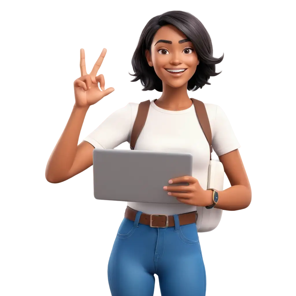 Modern-3D-Character-Illustration-PNG-Creative-Concept-with-Laptop-and-Idea-Gesture