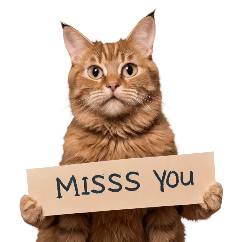 A cute cat saying 'I miss you'