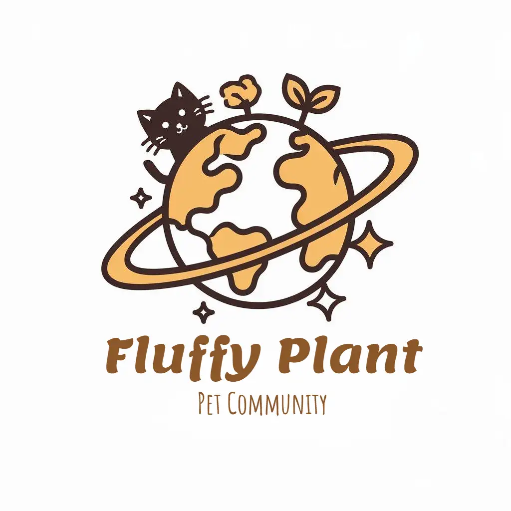 LOGO-Design-For-Fluffy-Plant-Vector-Logo-with-Planet-Cat-Dog-Theme