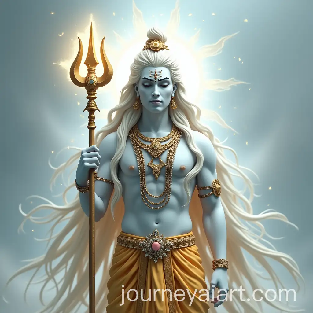 Divine-Lord-Shiva-Figure-with-Radiant-Trishul-and-Golden-Robe