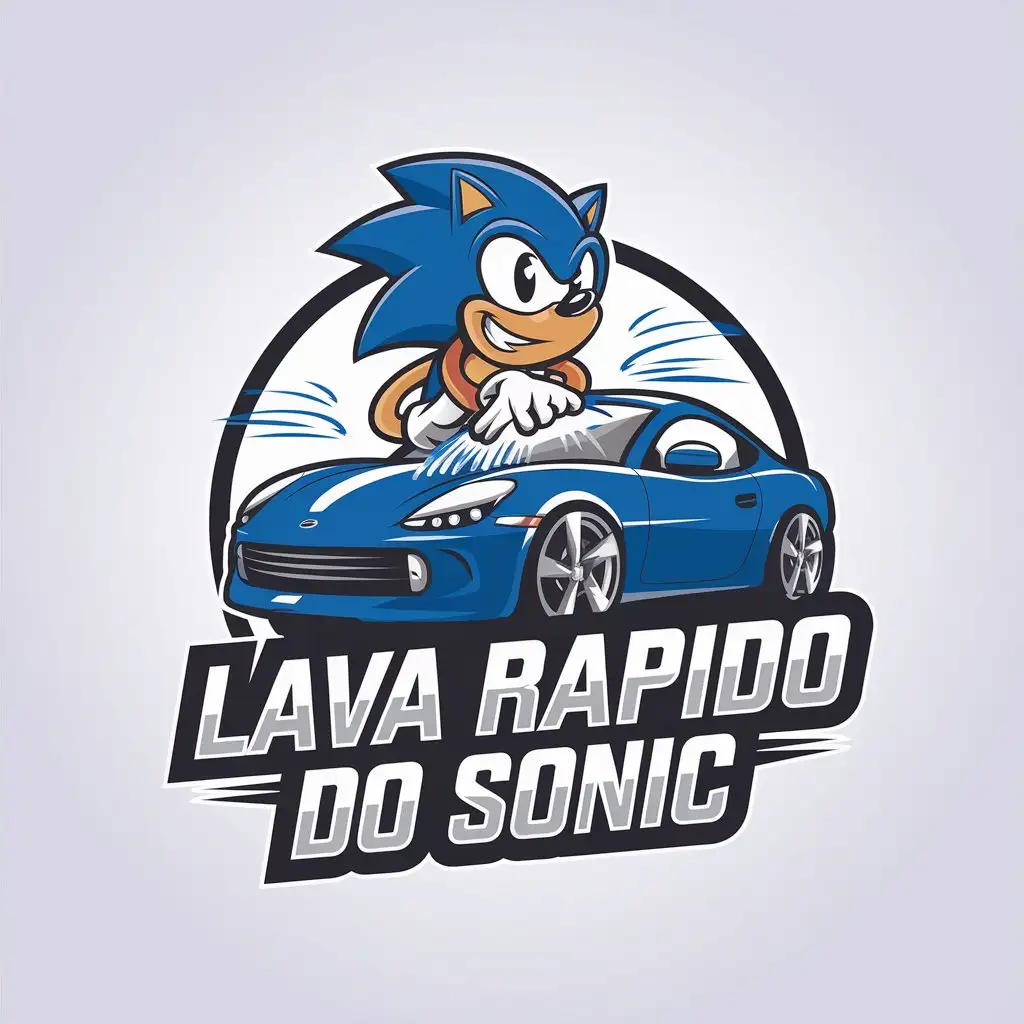 LOGO Design for Lava Rapido Do Sonic Sonic Washing a Blue Car with Minimalistic Style for Automotive Industry