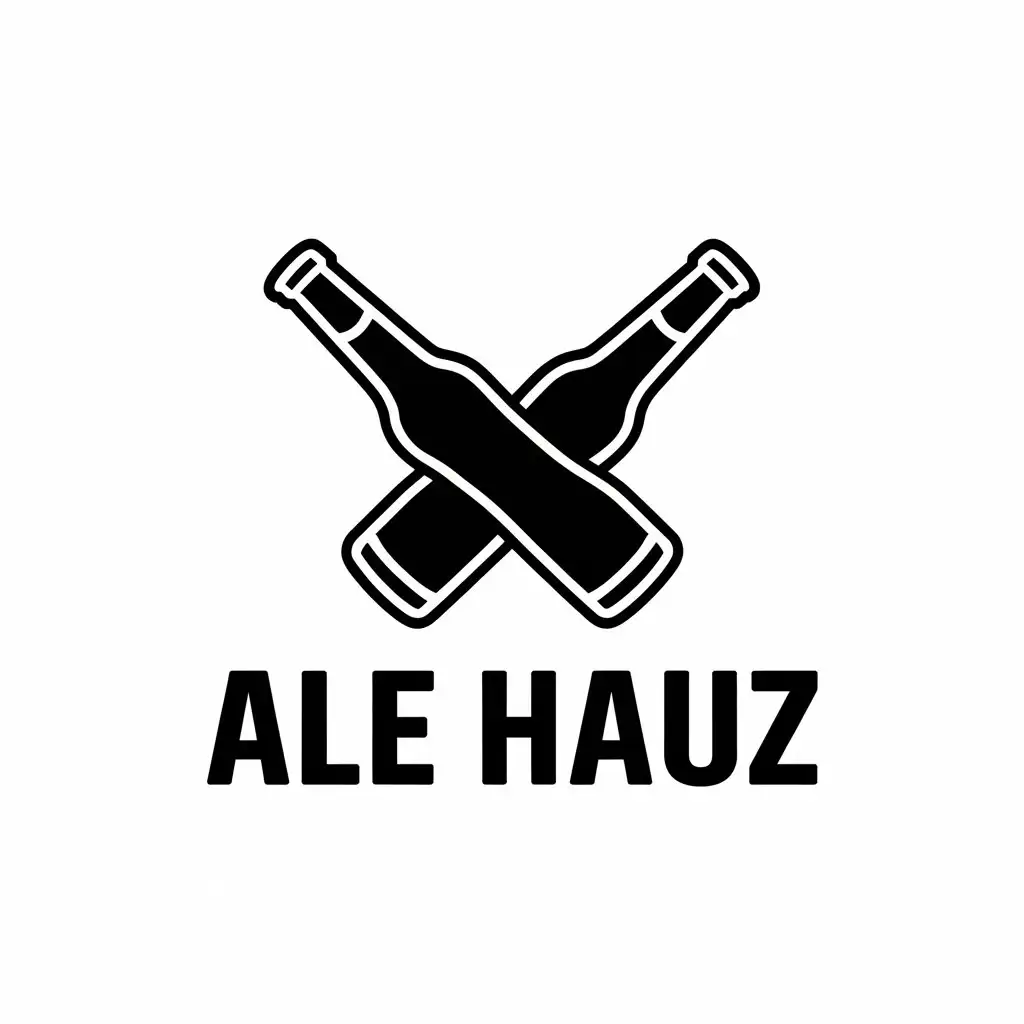 a vector logo design,with the text "Ale Hauz", main symbol:crossed beer bottles like gun barrels,Moderate,clear background