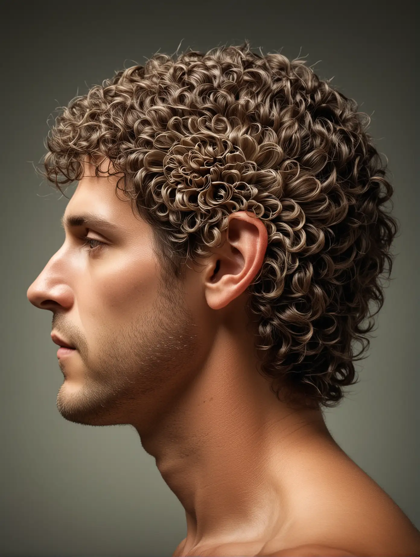 Male Head Profile with Fibonacci Spiral