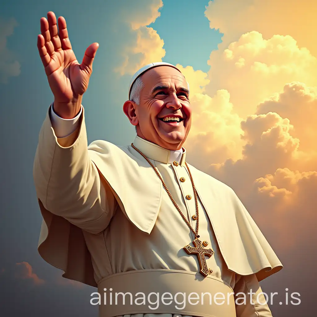 PAI-Art-Prompt-Expansionope-Francis-Smiling-and-Waving-from-Heaven-in-Abstract-Christian-Art