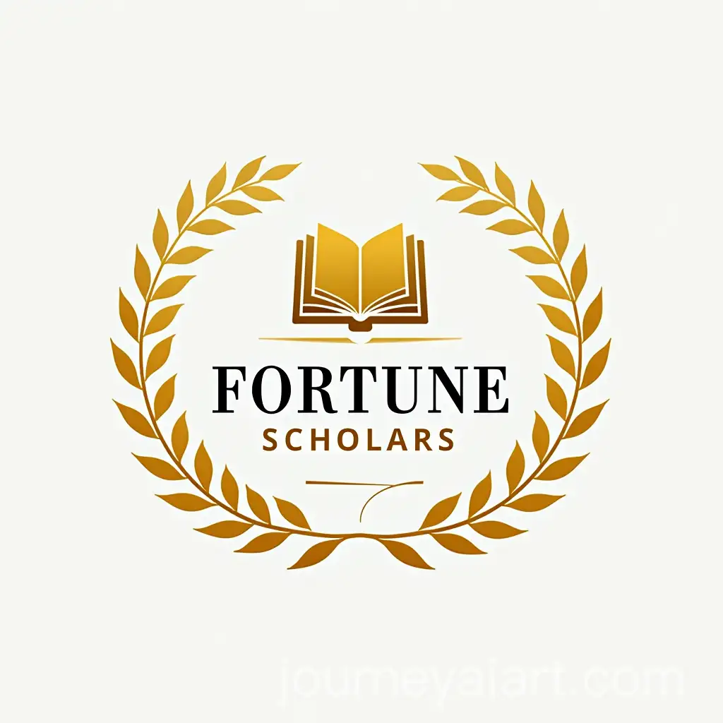 Gold-Book-Icon-with-Laurel-Wreath-and-Elegant-Typography-for-FORTUNE-SCHOLARS-Logo