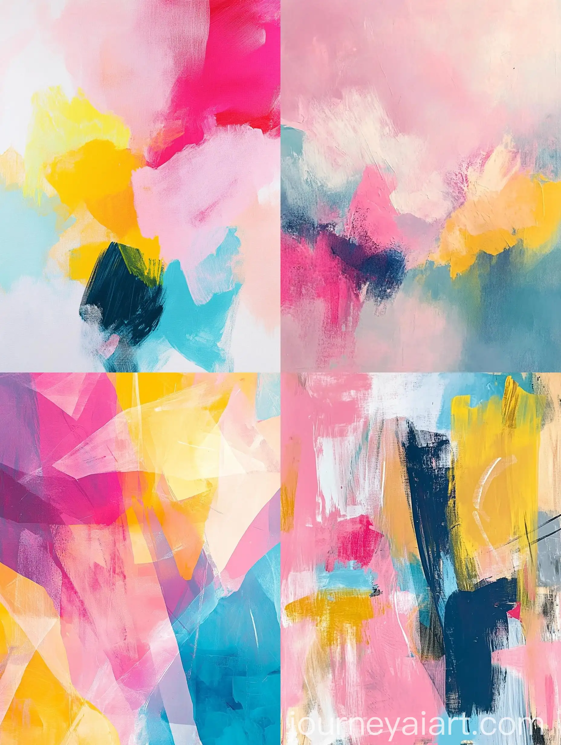 Abstract-Art-in-Pink-Light-Blue-and-Yellow