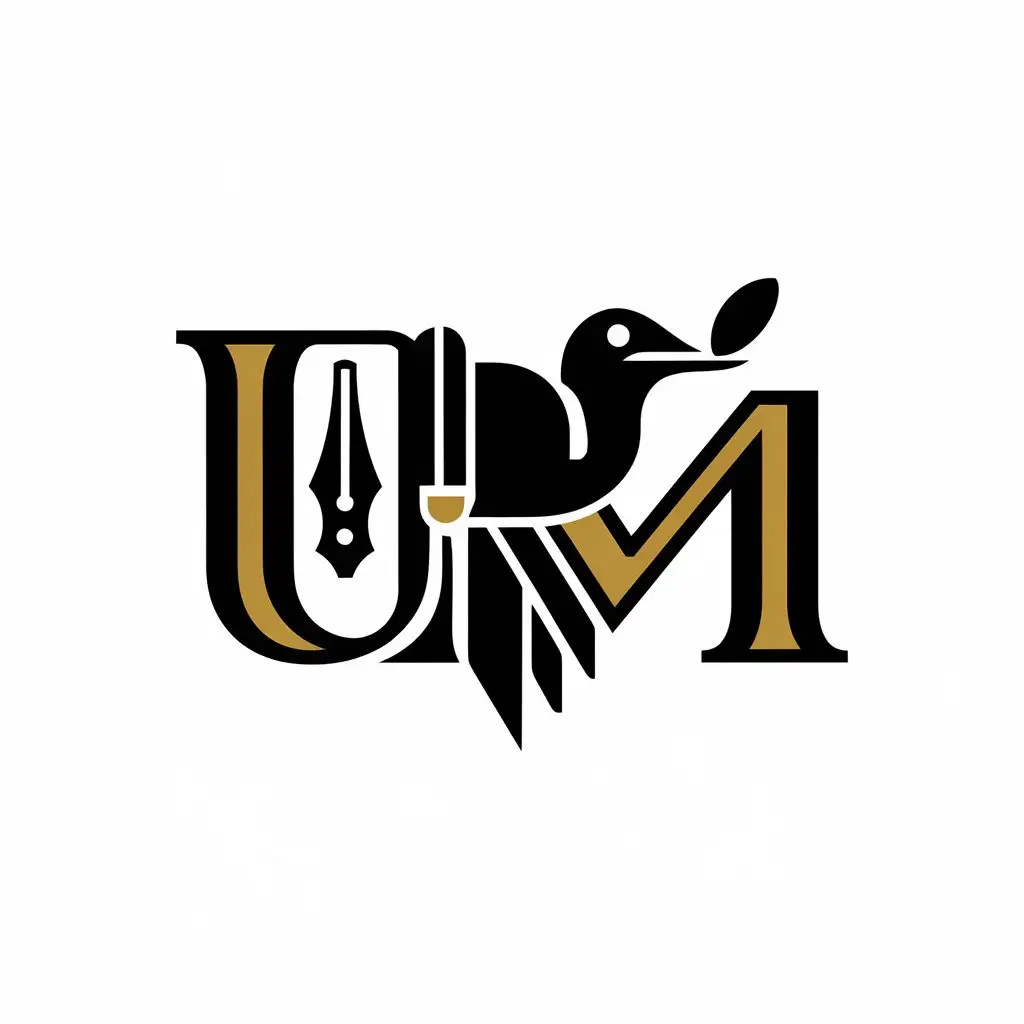 LOGO Design for Um Bird with Writing Feather Symbolizing Wisdom and Nonprofit Themes