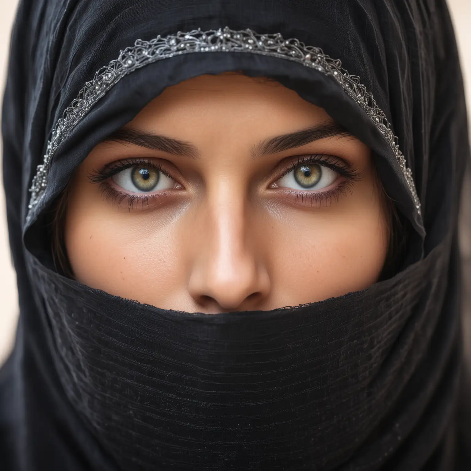 Portrait of a Beautiful Woman in a Burka with Captivating Eyes