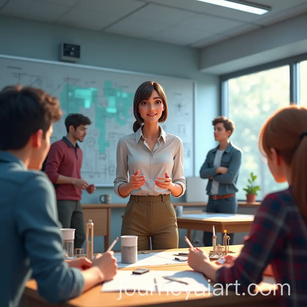 Confident-Female-Lecturer-Engaging-College-Students-in-Physics-Class