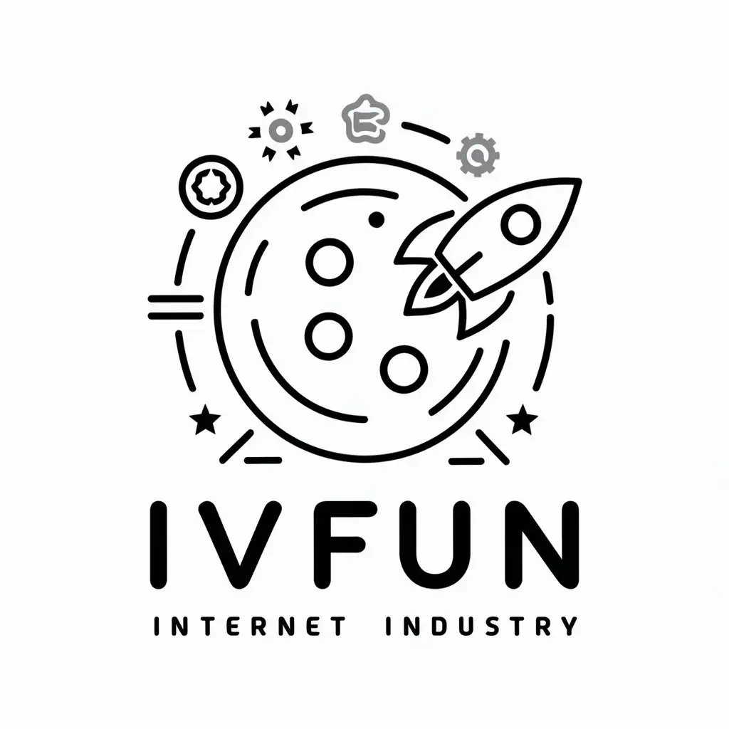 LOGO-Design-For-IvFUN-Moon-and-Rocket-Vector-Logo-for-Internet-Industry