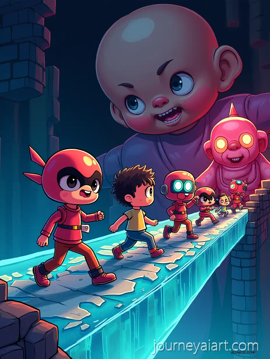 Squid-Game-Glass-Bridge-ChallengeSquid-Game-glass-bridge-with-Iconic-Characters-and-Creepy-Doll