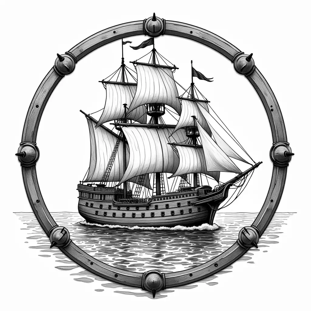 Intricate-Monochrome-Steampunk-Cyber-Sailboat-Illustration