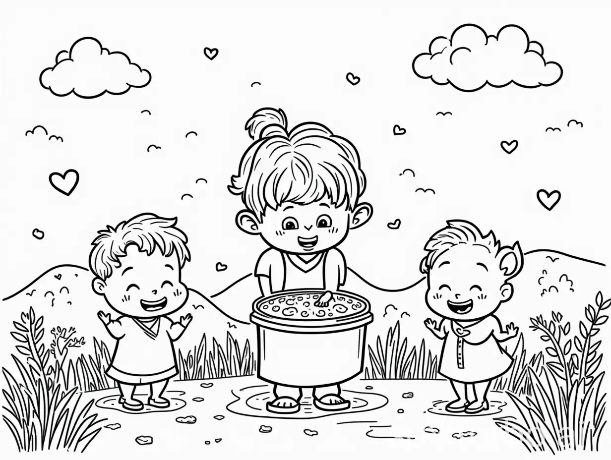 10 engaging coloring pages for children, playful and vibrant, high quality, cartoon style, cute animals, fun activities, colorful scenery, simple and easy-to-color designs, happy kids playing, educational themes, joyous and lively, imaginative and creative, vibrant colors, delightful illustrations, printable, kids coloring book