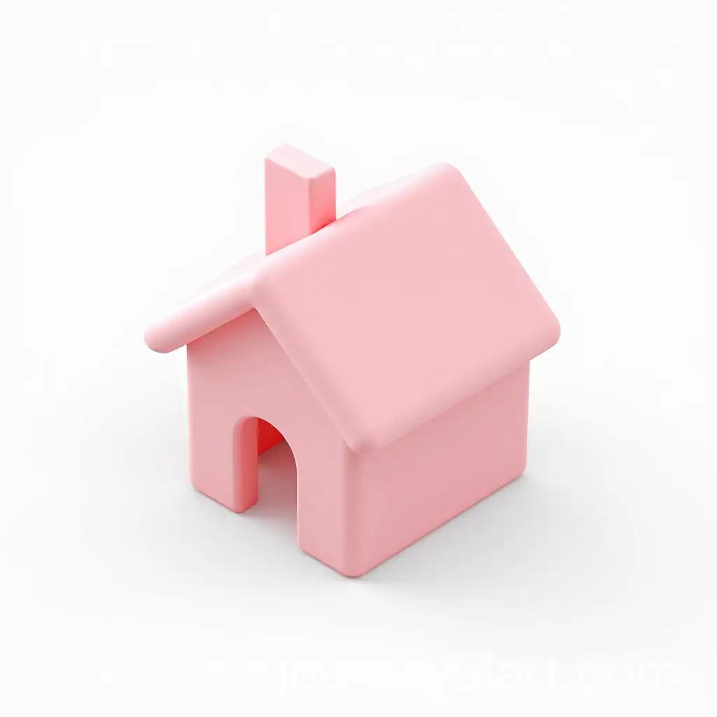 Stylish-Isometric-Pink-House-Icon-in-3D-Clay-Design