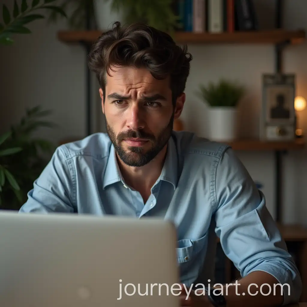 Man-Working-from-Home-Office-Looking-Stressed-and-Concerned