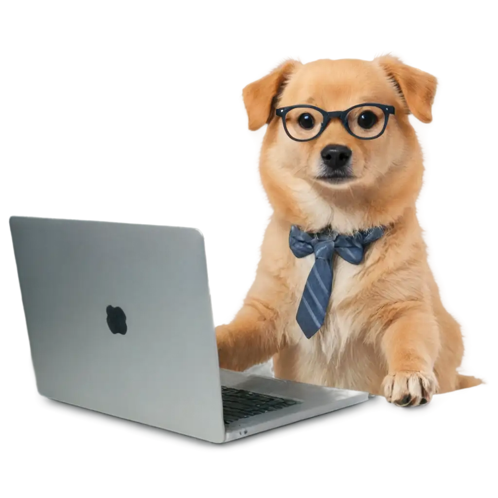 PNG-Image-Cute-Dog-with-Glasses-Working-on-Laptop