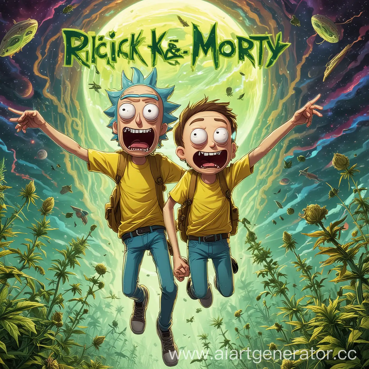 Rick-and-Morty-Flying-to-a-Cannabis-Planet