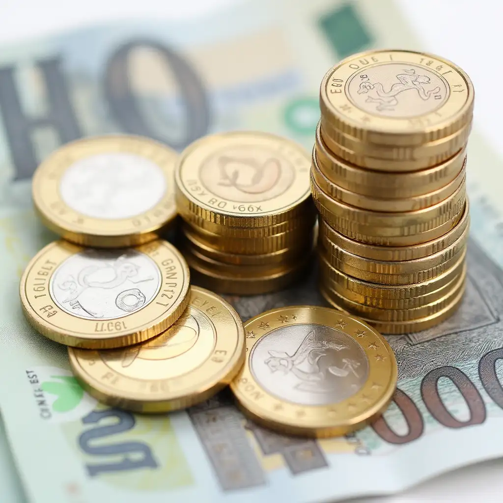 Closeup-of-Euro-Coins-and-Bills-on-a-Table