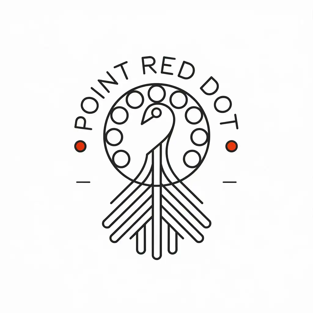 LOGO-Design-for-Point-Red-Dot-Minimalist-Peacock-with-Circles-and-Lines-for-Retail-Industry