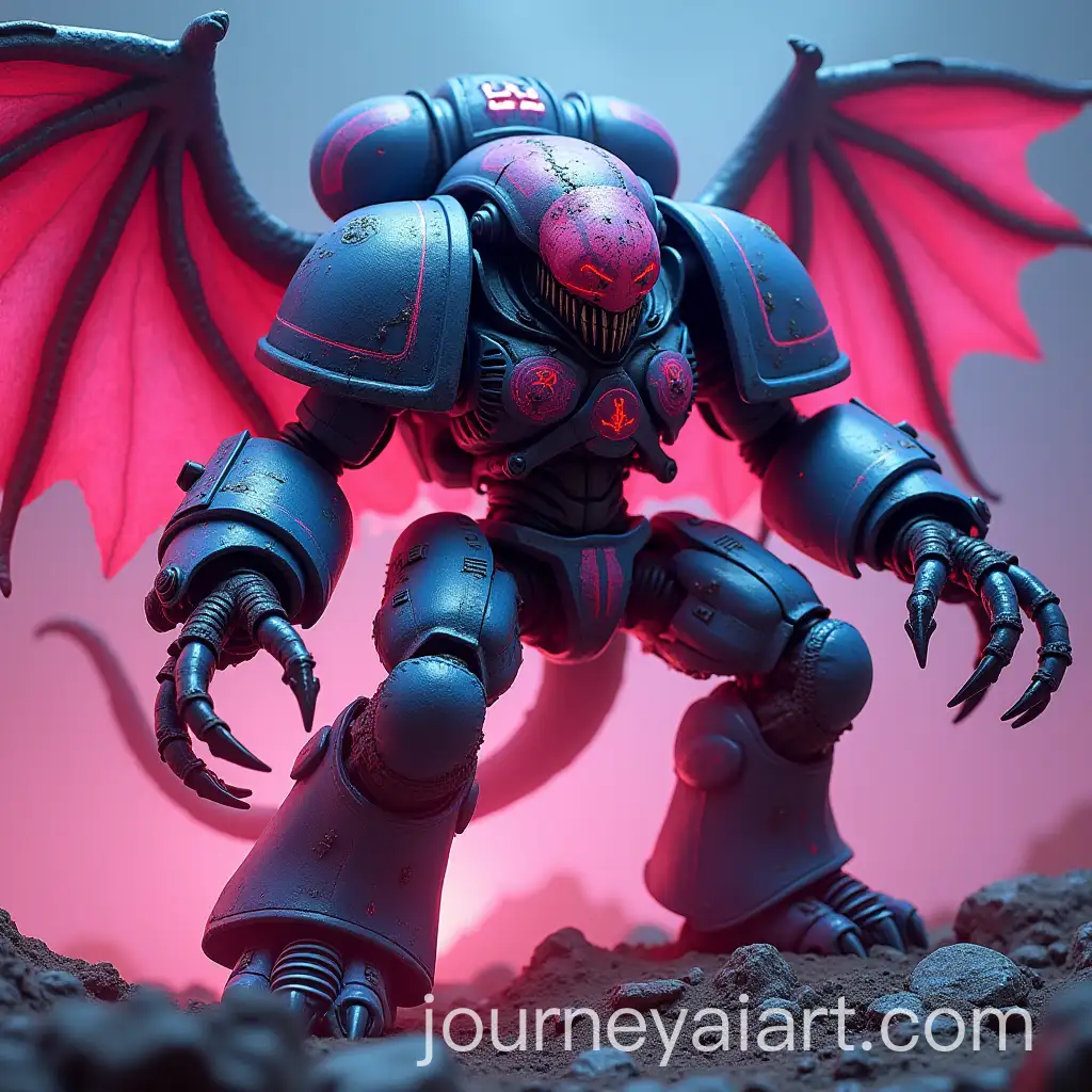 Synthwave-Tyranid-Warrior-from-Warhammer-in-Vibrant-Neon-Colors