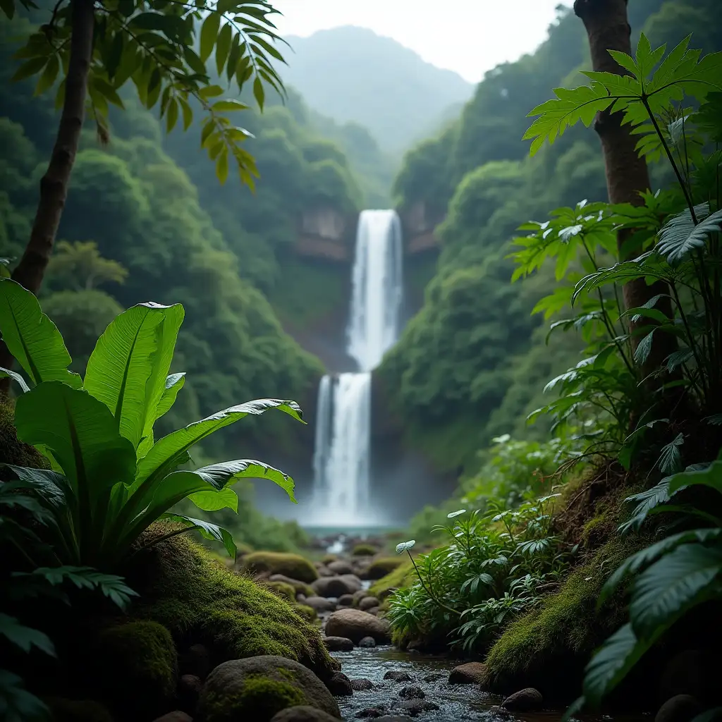 Tropical-Plants-with-Waterfall-in-Costa-Ricas-Lush-Forest