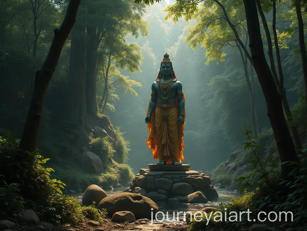 Lord-Vishnu-in-a-Tranquil-Jungle-Setting-Surrounded-by-Nature