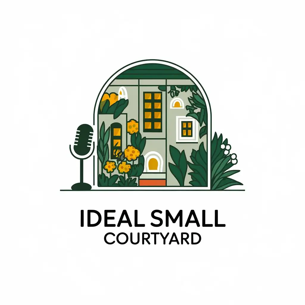 LOGO Design for Ideal Small Courtyard Green Tone with Music Elements and NatureInspired Graphics