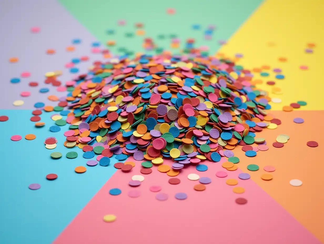 Colorful-Confetti-Pile-in-Four-Vibrant-Shades