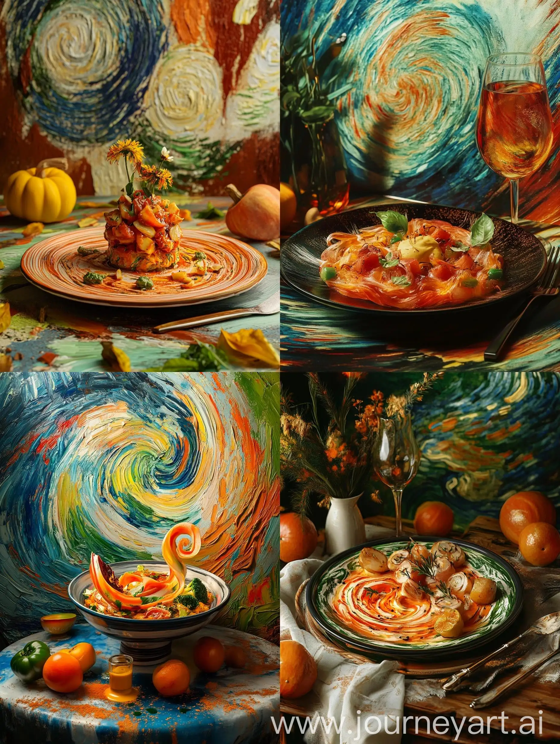 Van-Gogh-Inspired-Catering-Dish-in-Vibrant-Kitchen-Setting