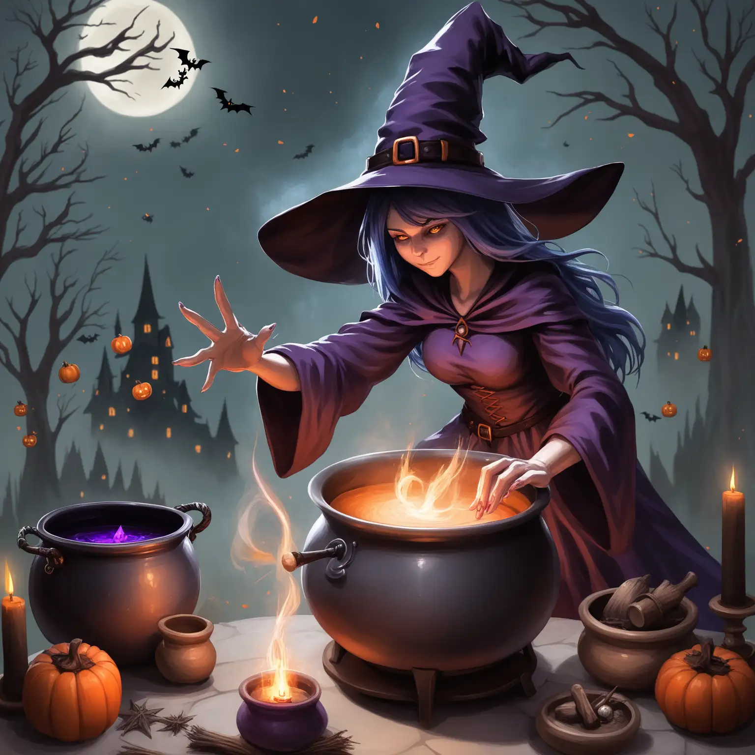 Witch Crafting a Magical Brew