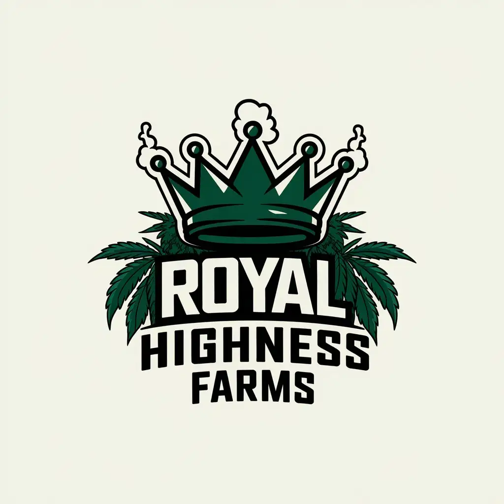 LOGO Design for Royal Highness Farms Urban Marijuana Crown with Smoke and Clear Background Theme