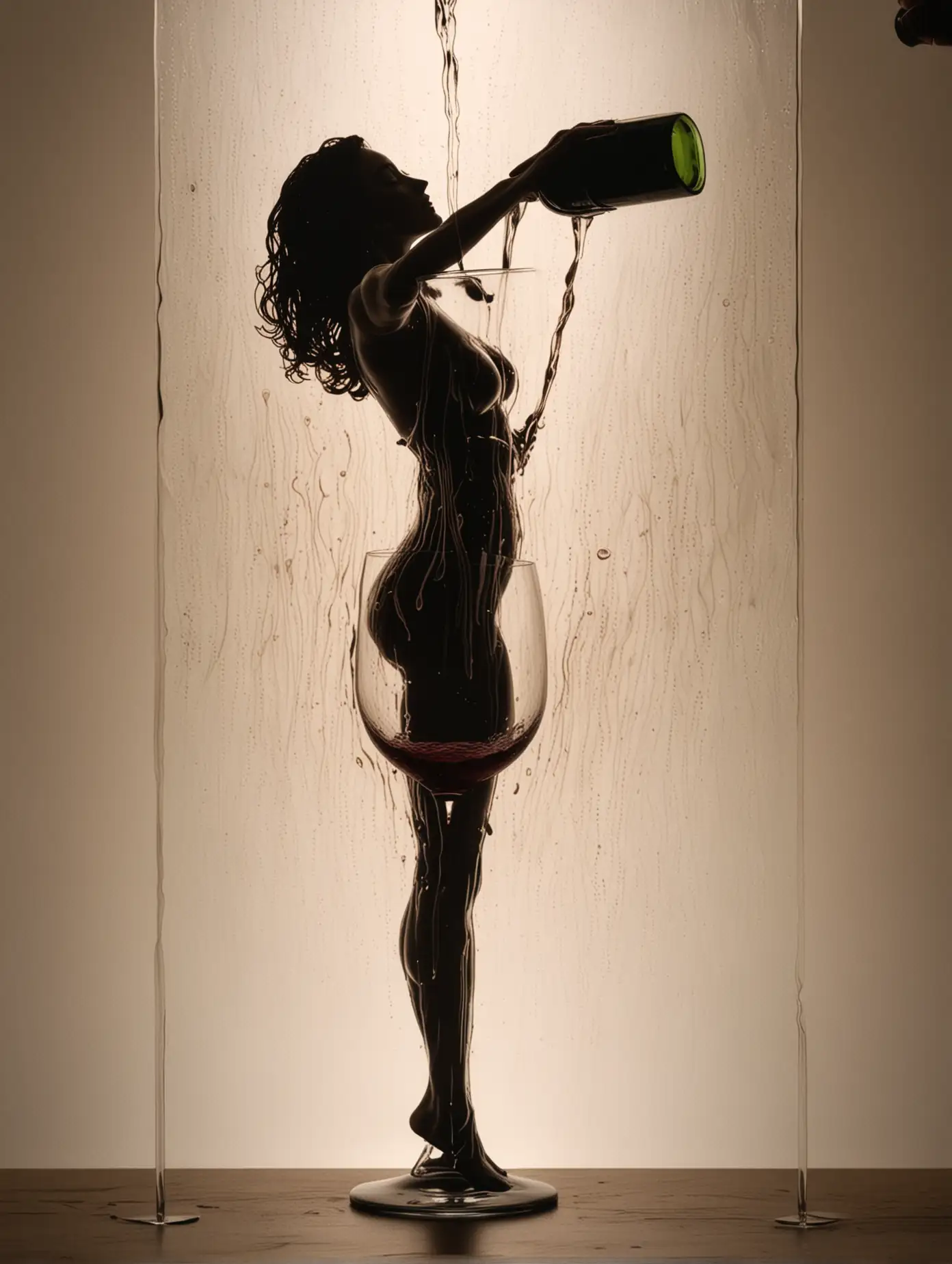 Wine-Glass-Pouring-Creating-Silhouette-of-Womans-Body-on-Art-Screen