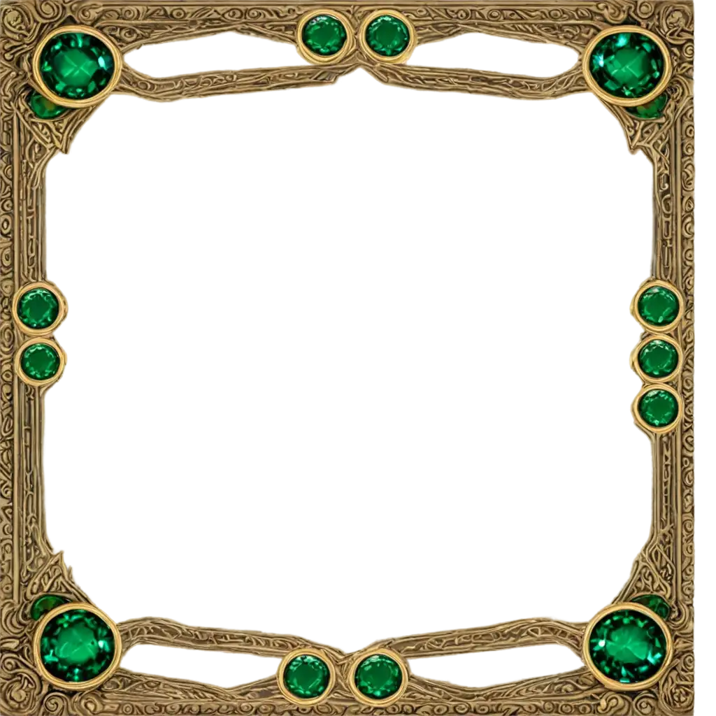 Dwarven-Fantasy-Webcam-Frame-PNG-with-Gold-Art-Deco-Design-and-Dark-Green-Gems