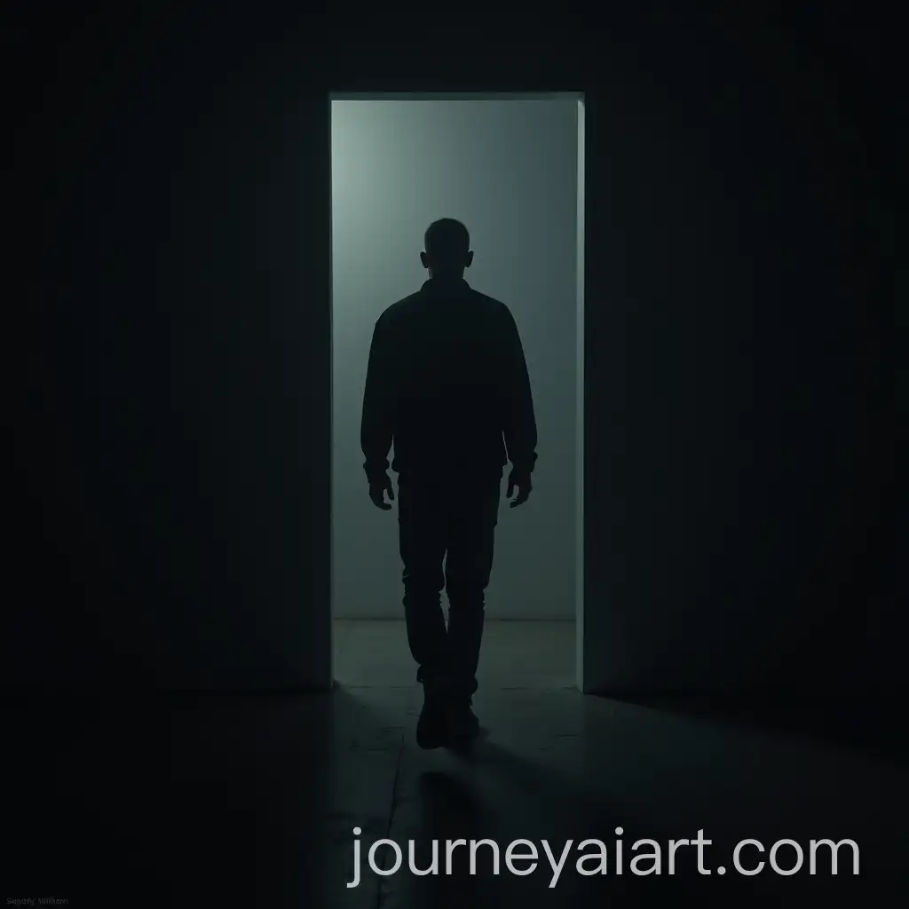 Man-Walking-Away-from-His-Past-Self-in-a-Dark-Room