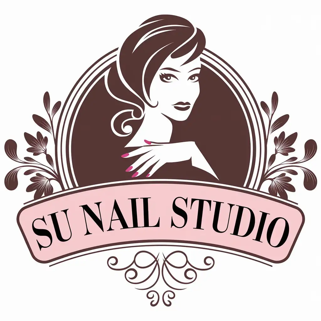 a vector logo design,with the text "SU Nail Studio", main symbol:nail art woman,Moderate,be used in Beauty Spa industry,clear background