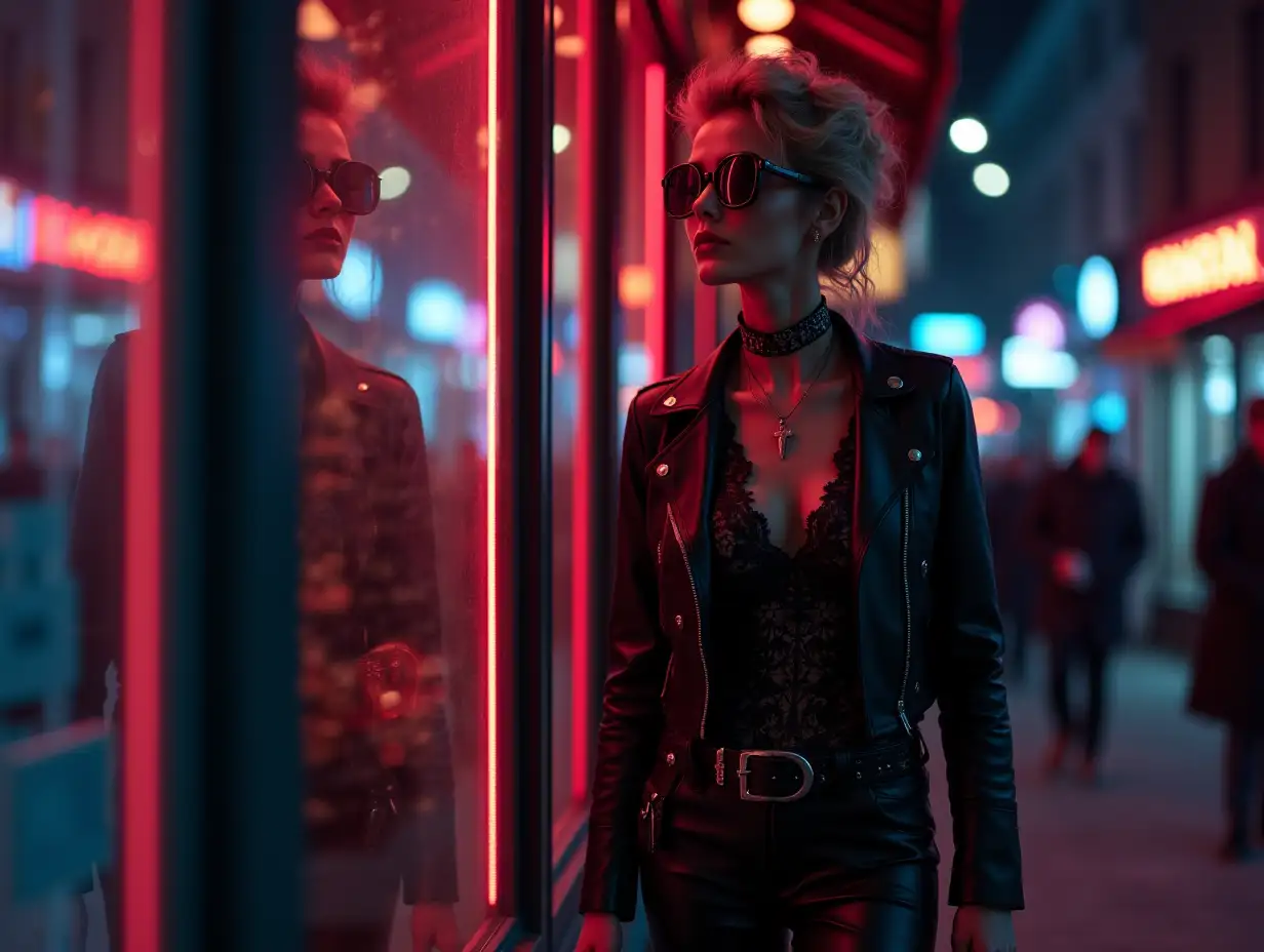 Steampunk-Diva-in-Neon-Reflection-with-Mystical-Urban-Atmosphere