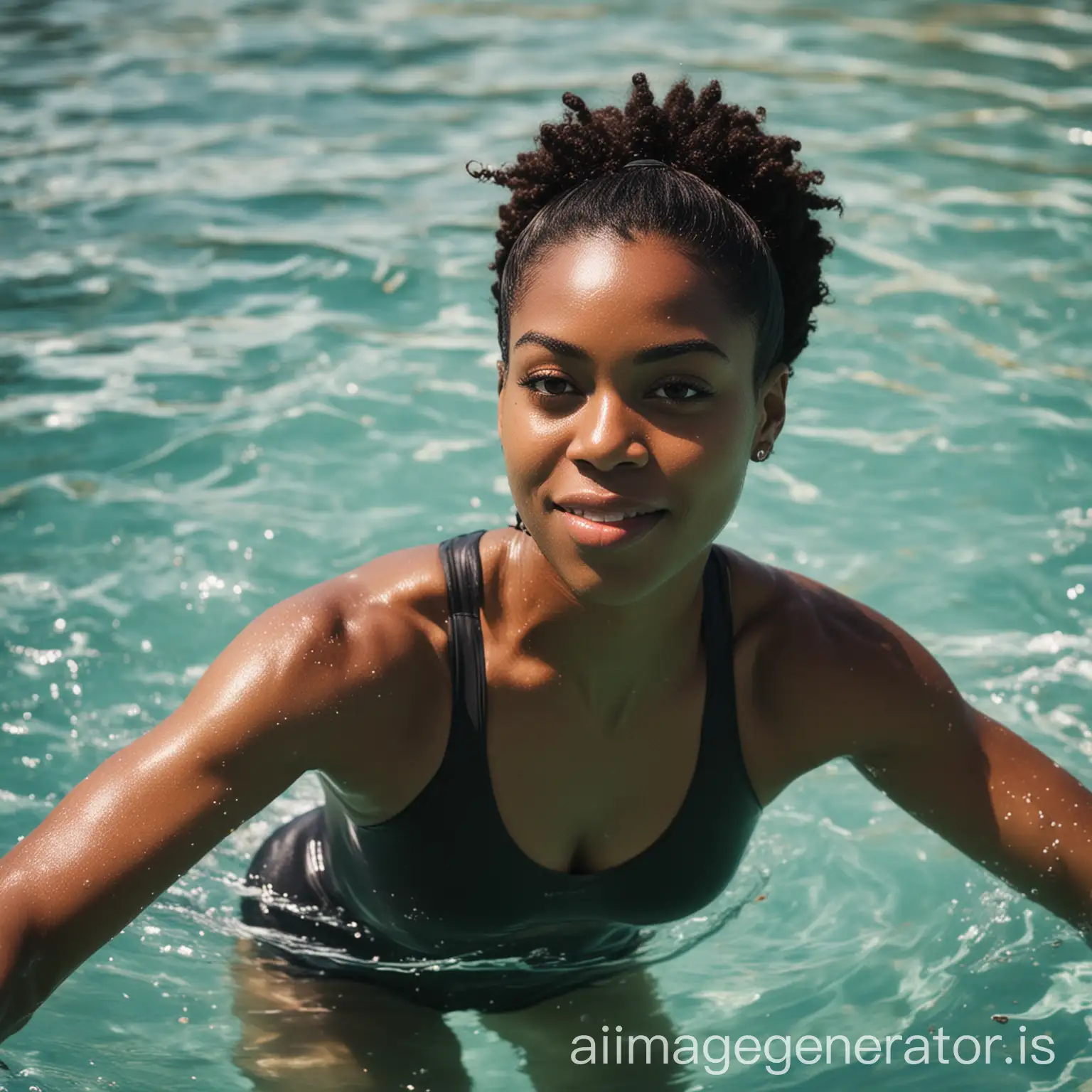 black woman fitness swimming