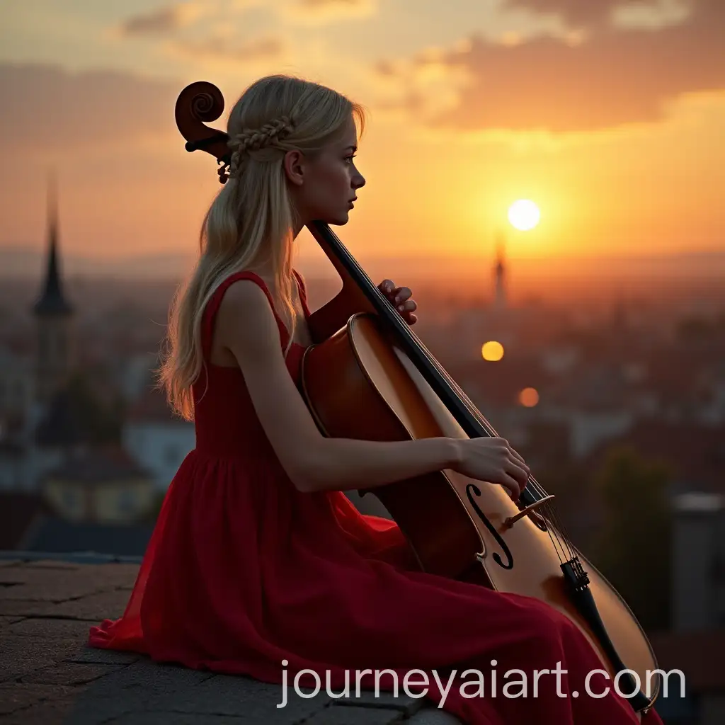 Young-Slavic-Girl-Playing-Cello-on-Rooftop-at-Sunset