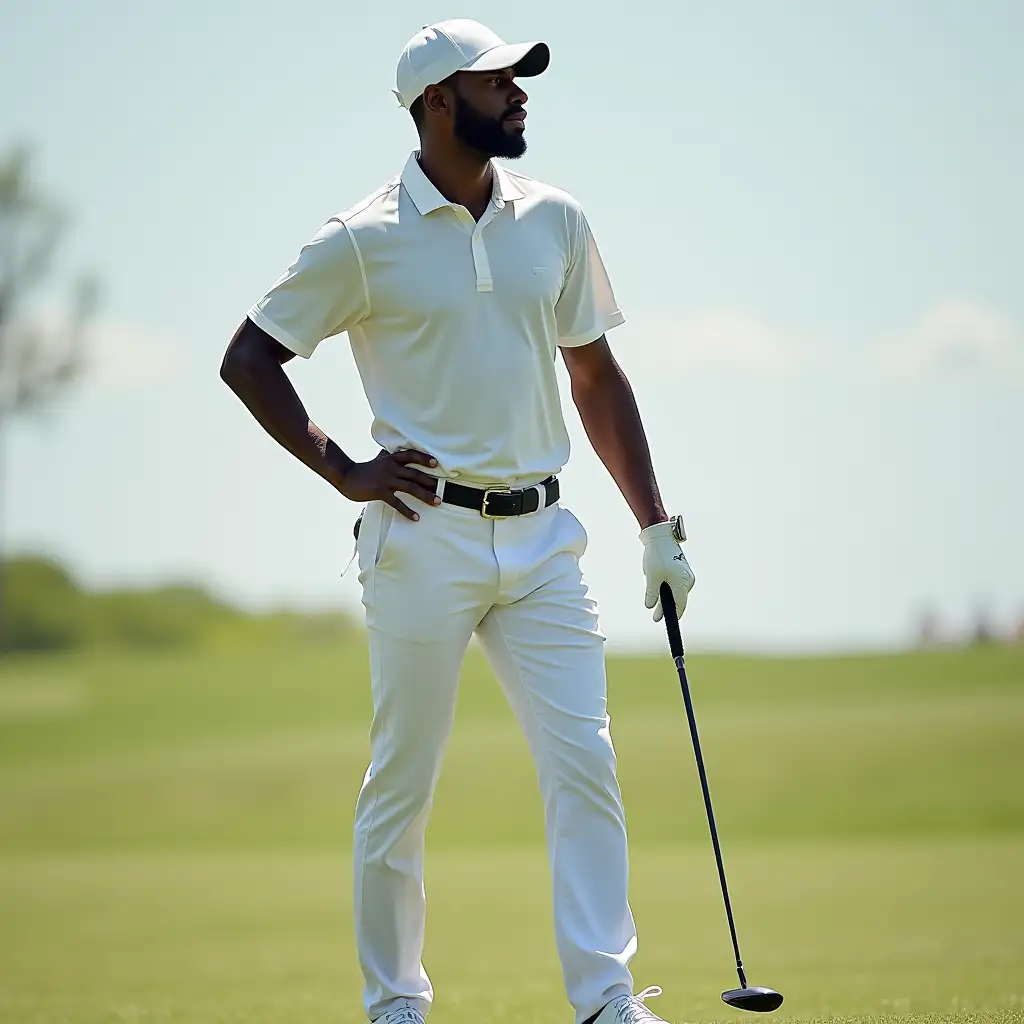 Black Man on Golf Course with Blank TShirt