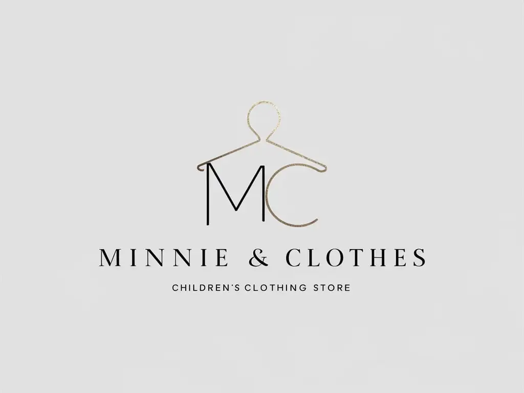 Сделай логотип для магазина детской одежды "Minnie & Clothes"  без использования персонажа в минималистичном стиле подчеркнуть эксклюзивность и лакшери