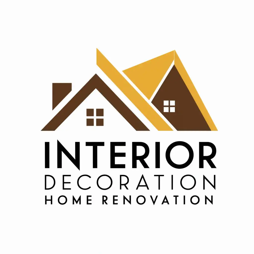 Interior Decoration and Home Renovation Logo Design in Yellow Brown and Black