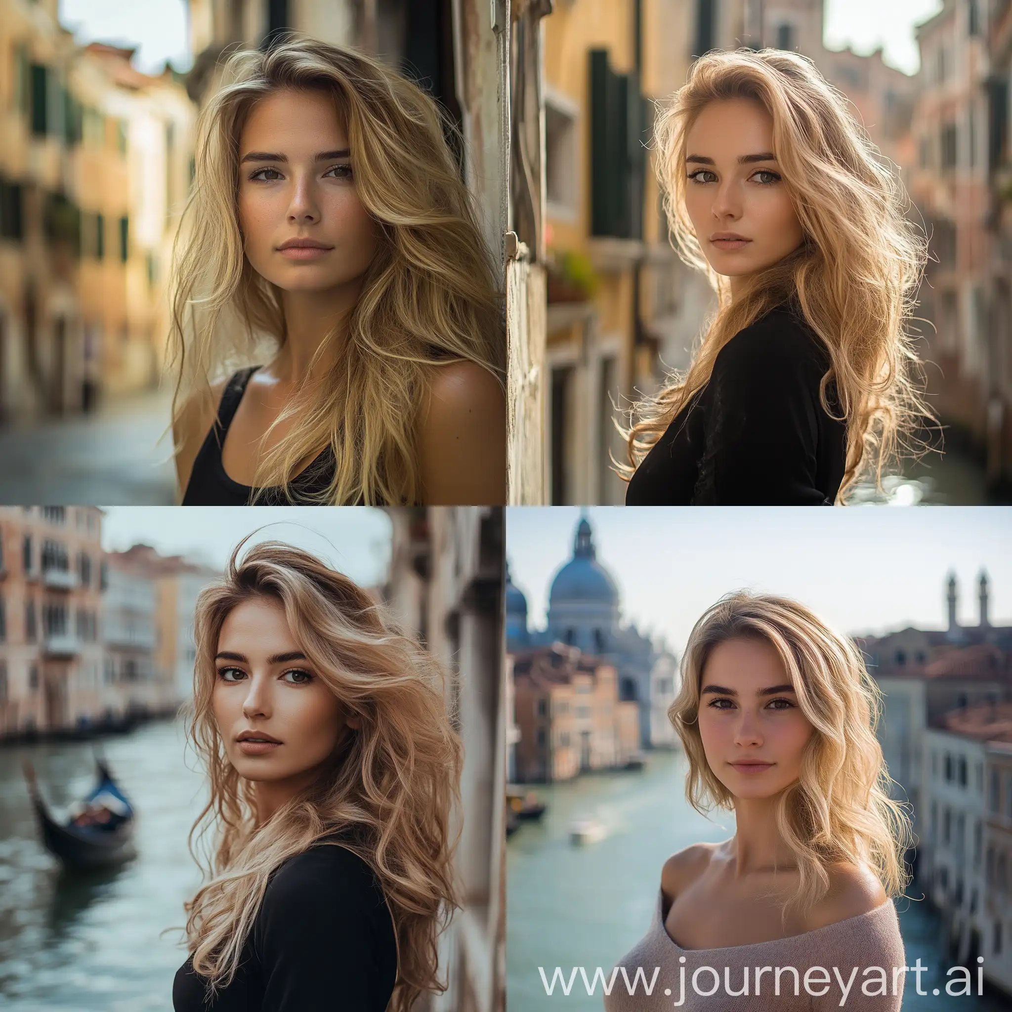 Blonde-Woman-with-Old-Venetian-Buildings-in-Background