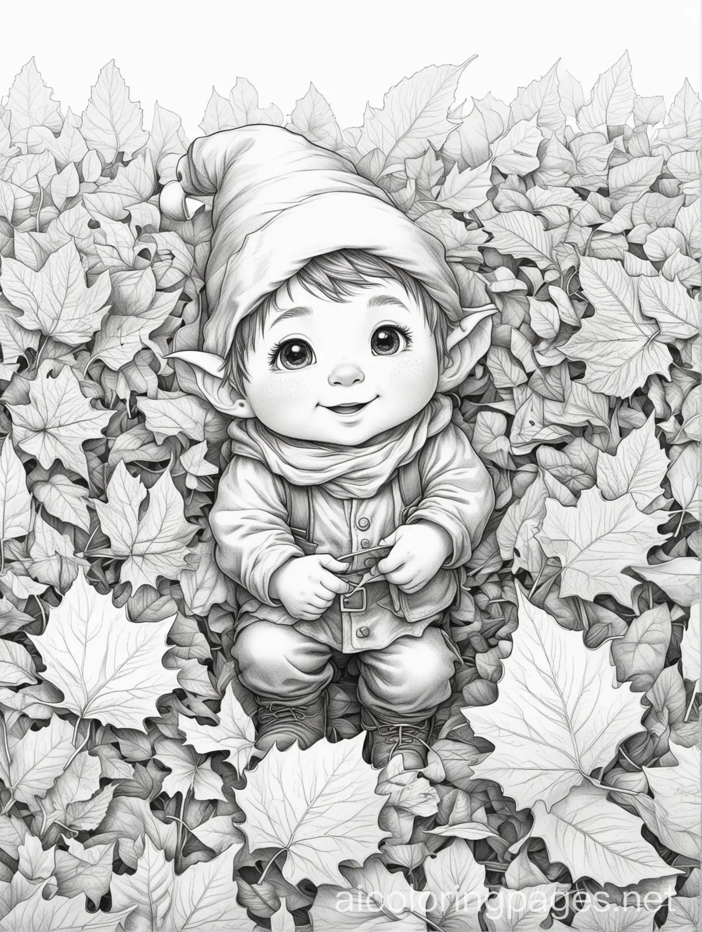 Charming-Young-Gnome-Joyfully-Playing-in-Colorful-Pile-of-Autumn-Leaves