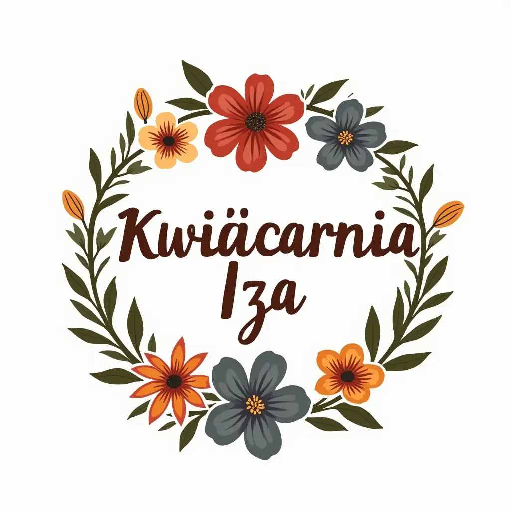 Elegant-Round-Logo-Featuring-a-Bouquet-of-Flowers-for-Kwiaciarnia-Iza