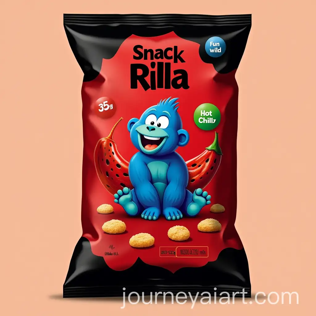 PlayAI-Art-Prompt-Expansionful-Blue-Gorilla-with-Chilli-Pepper-and-Bold-Branding-in-Fun-Snack-Design