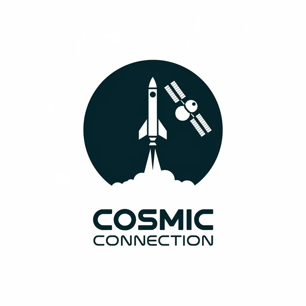 LOGO Design for Cosmic Connection Rocket and Sputnik Jug Theme with Clear Background